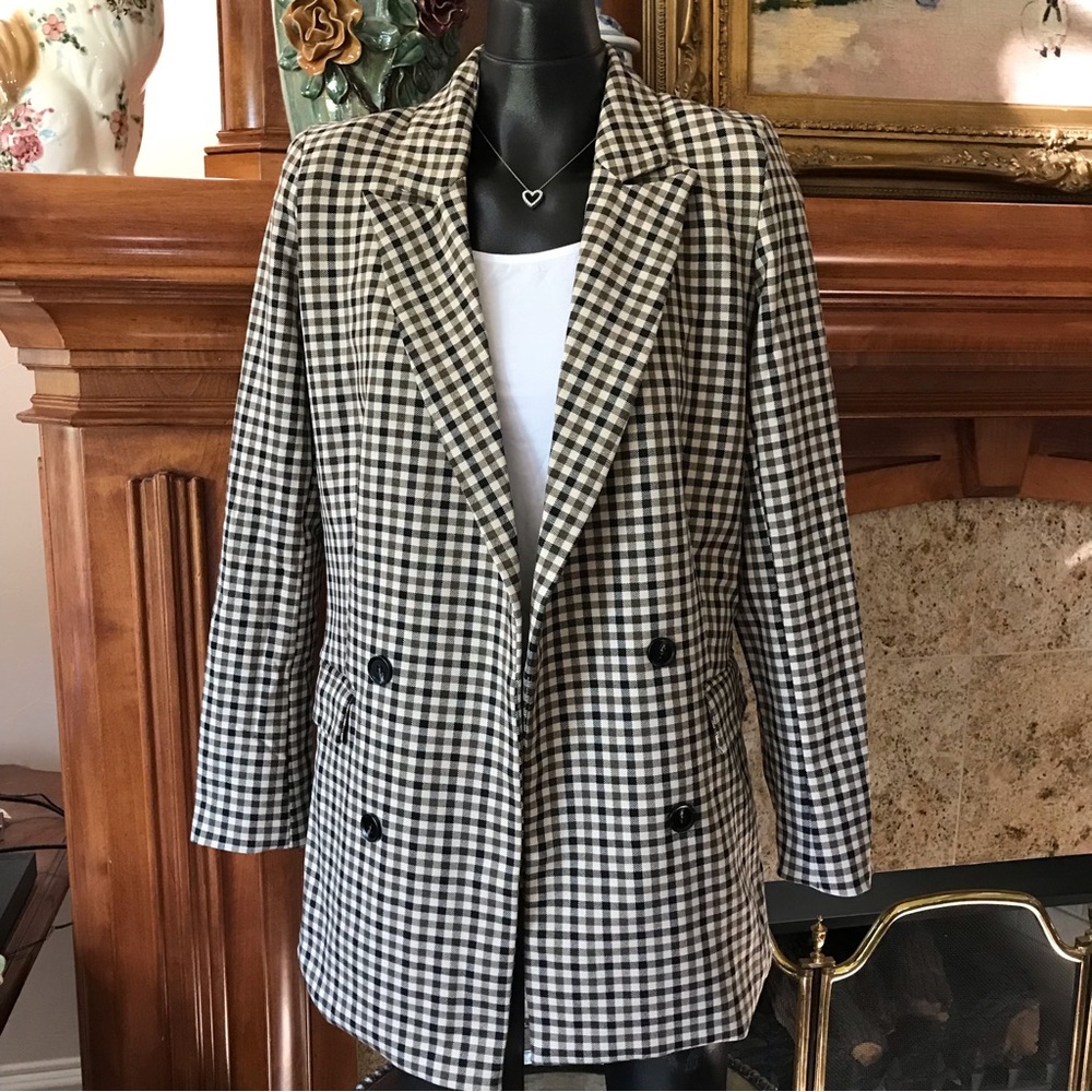 Rachel Zoe Checker Plaid Blazer Jacket M New